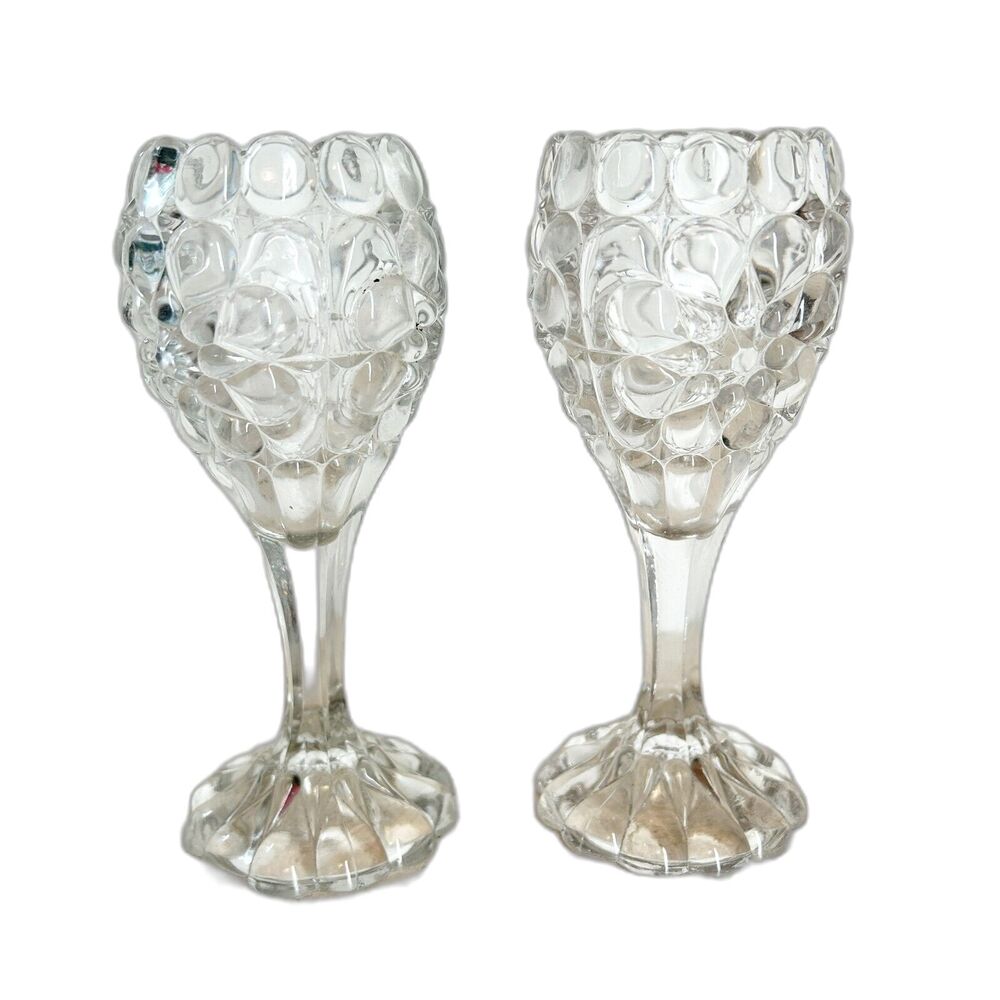 Vintage EAPG Bellaire Goblet Company Queen's Necklace Clear Wine Water Glass 9"